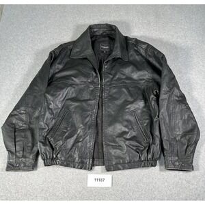 Vintage Biker Jacket Outbrook Mens Large Black Genuine Leather